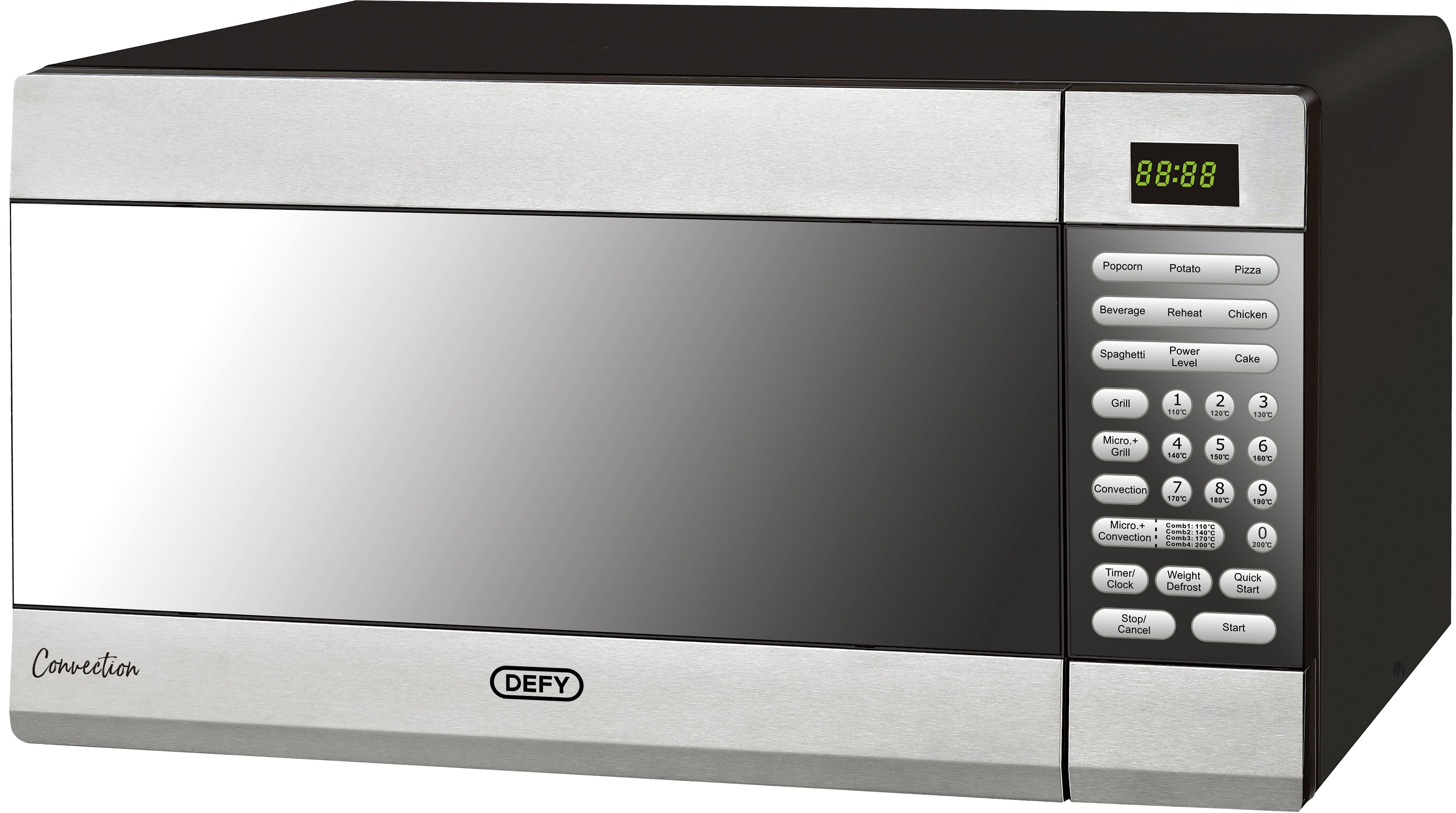 defy microwave 34l silver mirror grill