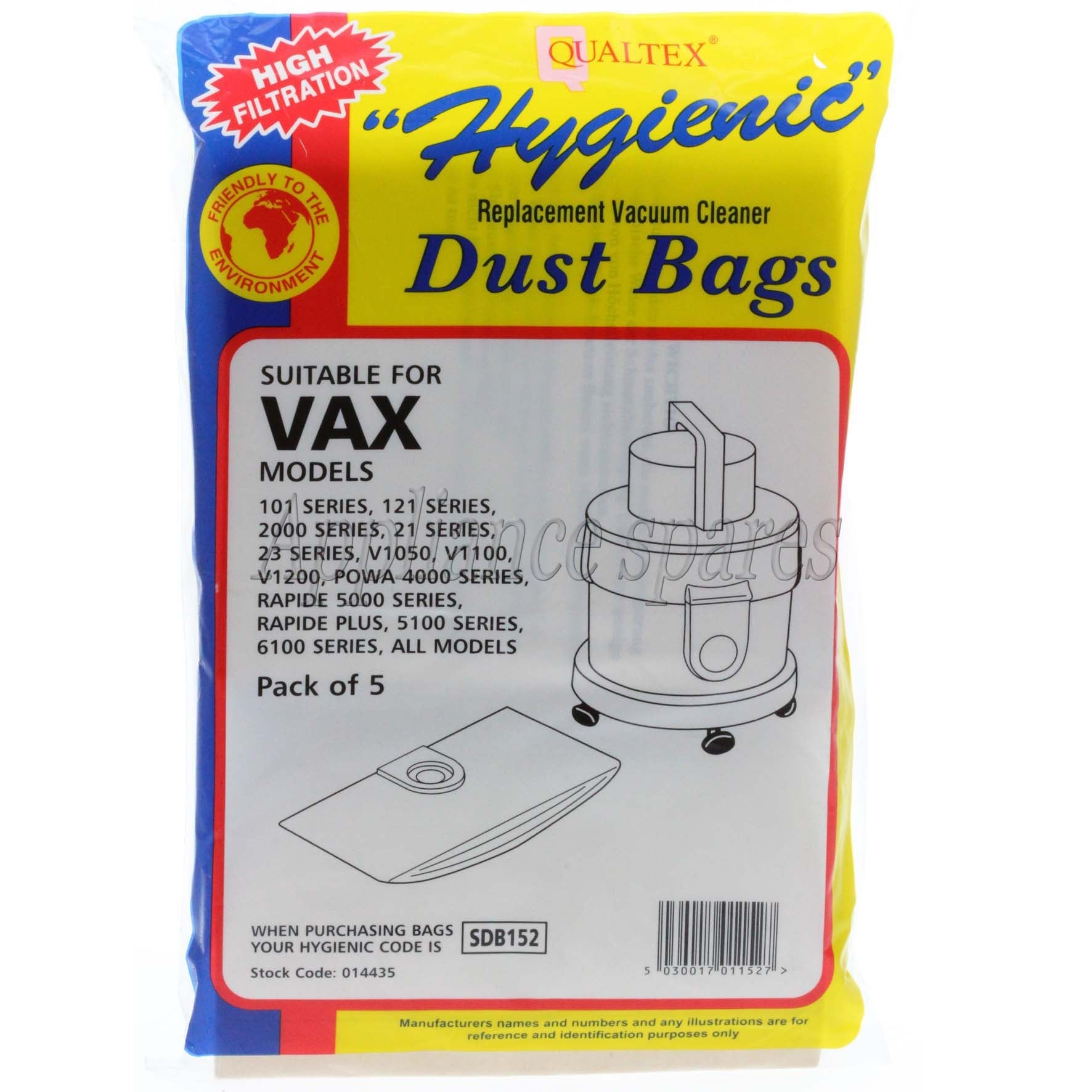 Vax 121 dust online bags