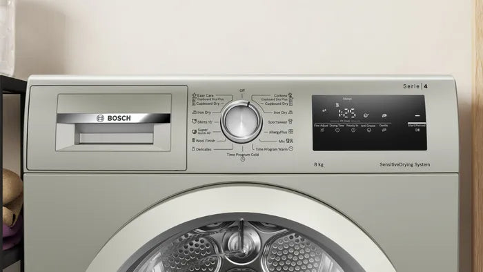 Bosch 8kg Series 4 Condenser Tumble Dryer Silver Inox WTN85401ZA