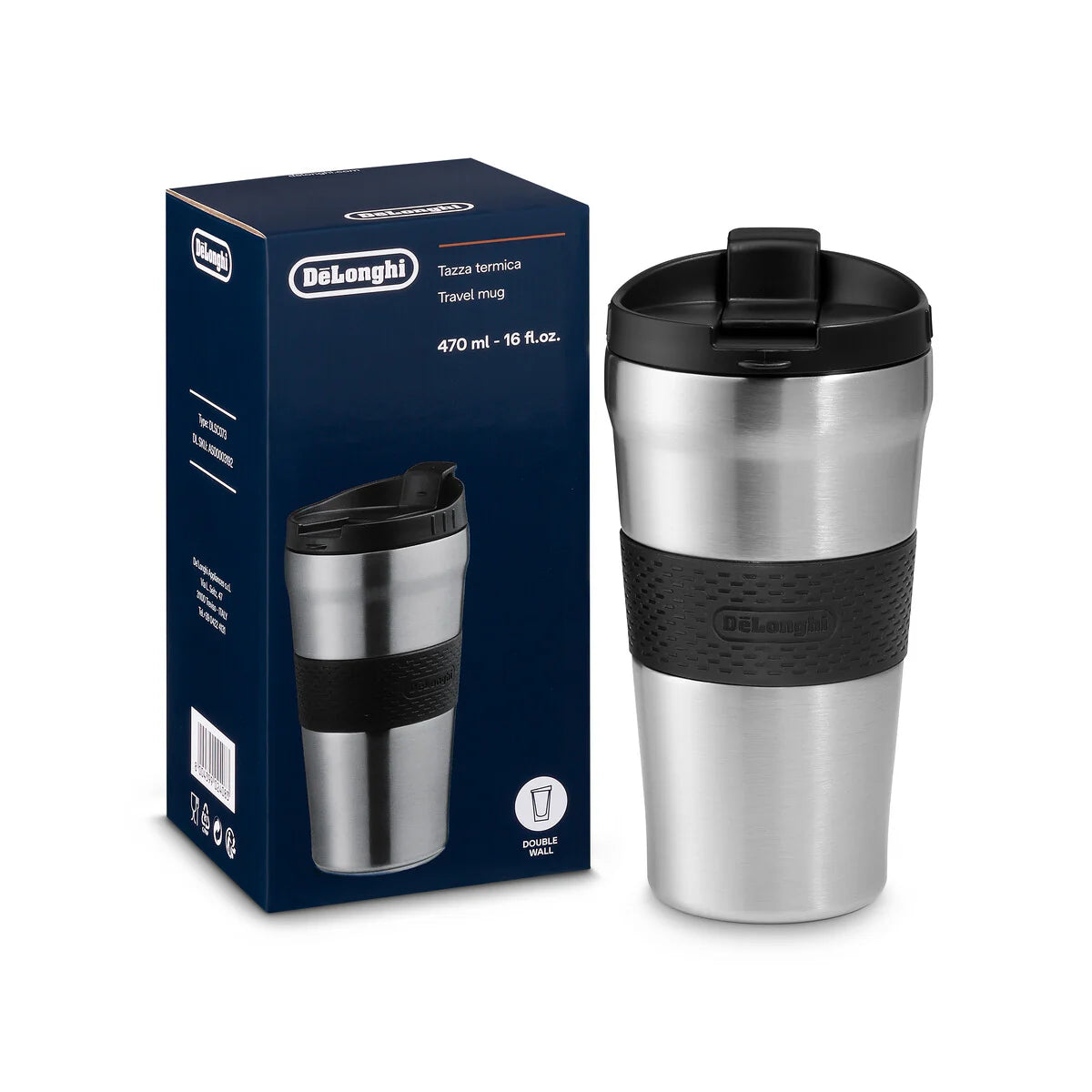 De'Longhi Thermal Travel Mug 470ml Stainless Steel DLSC073