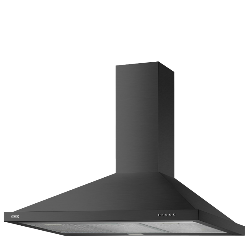 Defy 90cm Chimney Cookerhood Black DCH90CB